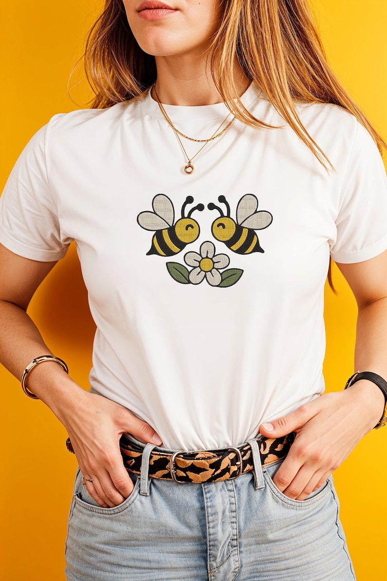 Bee Border Machine Embroidery Design, Floral Vine Daisy Garden ...