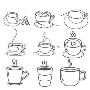 Maskinbroderidesign för kaffekopp, latte mugg-linjekonstbroderi, broderi för tecafé, broderi för kopp, digital nedladdning direkt