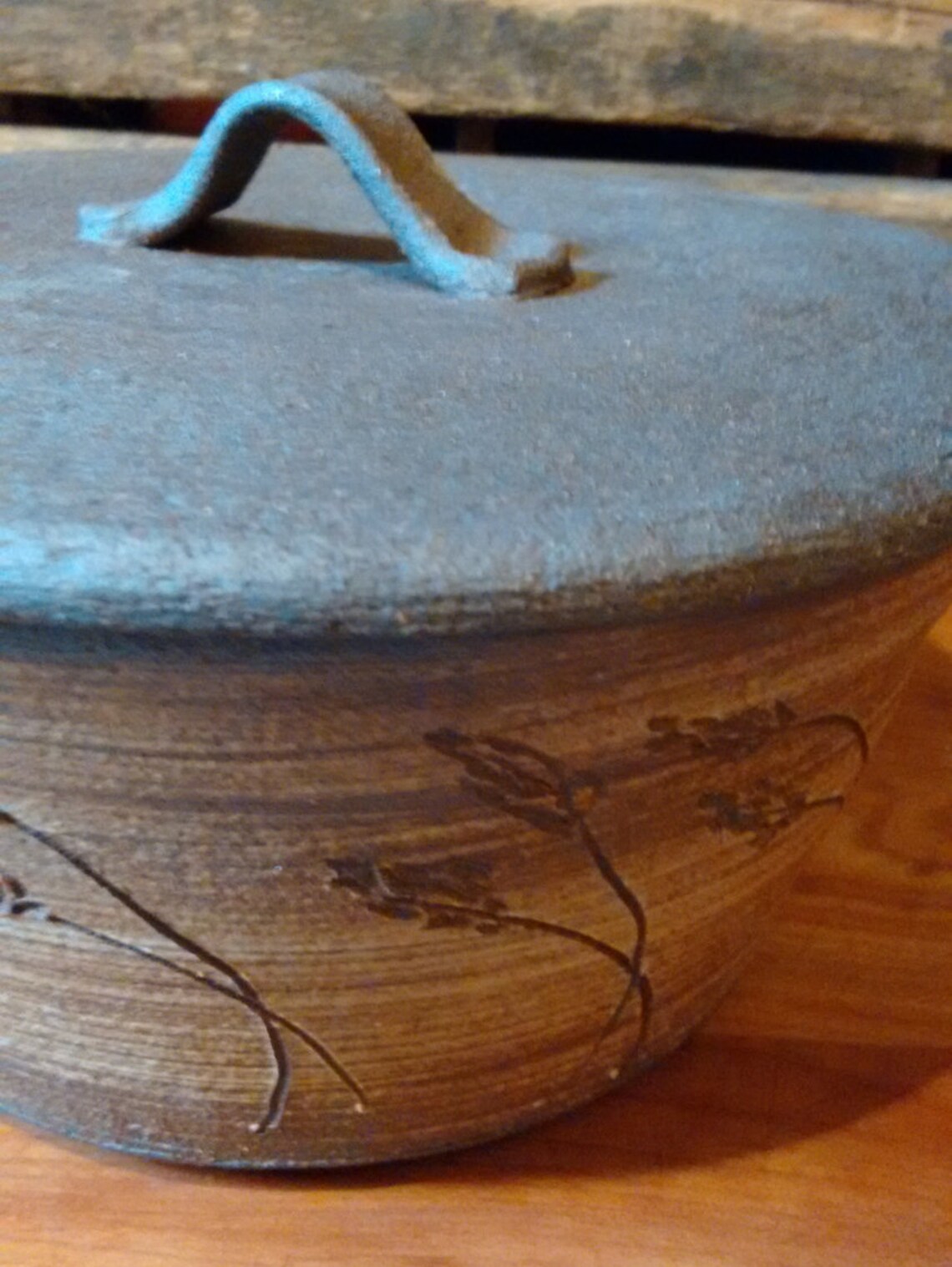 Stoneware Bread Baker with Lid unglazed rustic wheel Etsy