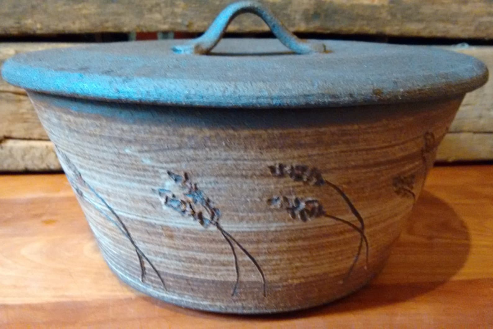 Stoneware Bread Baker with Lid unglazed rustic wheel Etsy