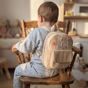 Personalized Mini Corduroy Toddler Backpack, Custom Name Small Kids Preschool Bag, Custom Baby Gift for Boys & Girls, Back‑to‑School Present