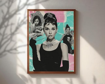 Arte mural estilo Vogue vintage, pintura de una mujer glamurosa fumando, póster de revista de moda retro, decoración moderna de mediados de siglo, arte elegante de boutique.