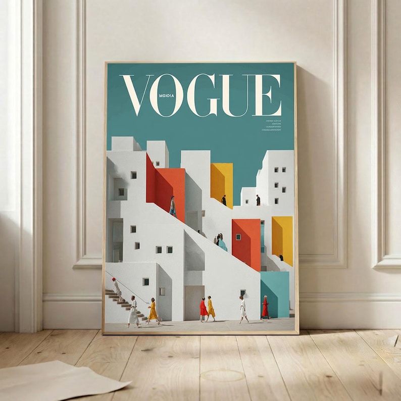 Vogue Inspired Fashion Wall Art, Floral Portrait Print, Luxury Fashion Poster, Maximalist Decor, Modern Glam Wall Art Gift