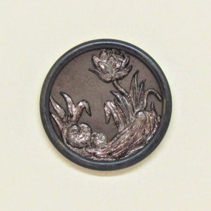 Victorian floral button, large metal button