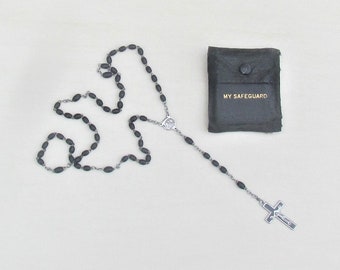 Antique ebony rosary with case and prayer book, made in France