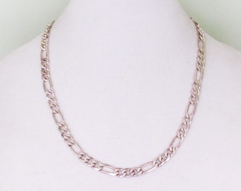 Vintage heavy sterling figaro chain necklace with lobster clasp