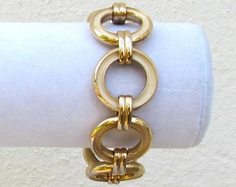 Vintage Napier gold-tone link bracelet with cream enamel