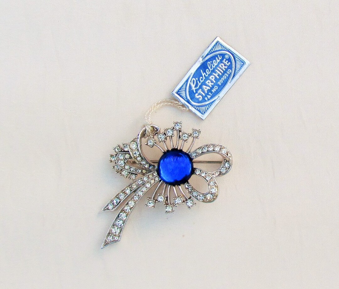 Vintage Rhinestone Bow Pin by "richelieu", 1950's "starphire" Brooch ...