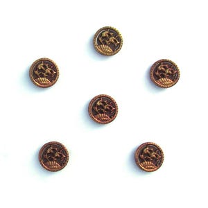Set of 6 red tinted Victorian dress buttons