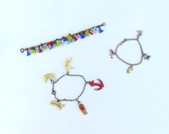 3 vintage bracelets for kids/teens, c.1940's costume bracelets