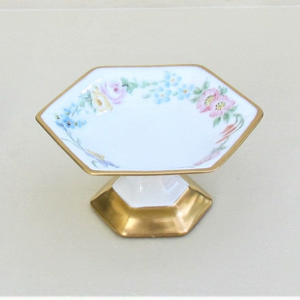 Hand painted ring dish, miniature Limoges compote