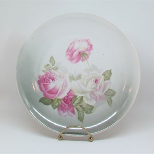 Antique Bavarian china plate with pink roses made by Z S. & Co.
