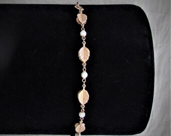 Vintage 14K gold filled and freshwater pearl bracelet by Amco