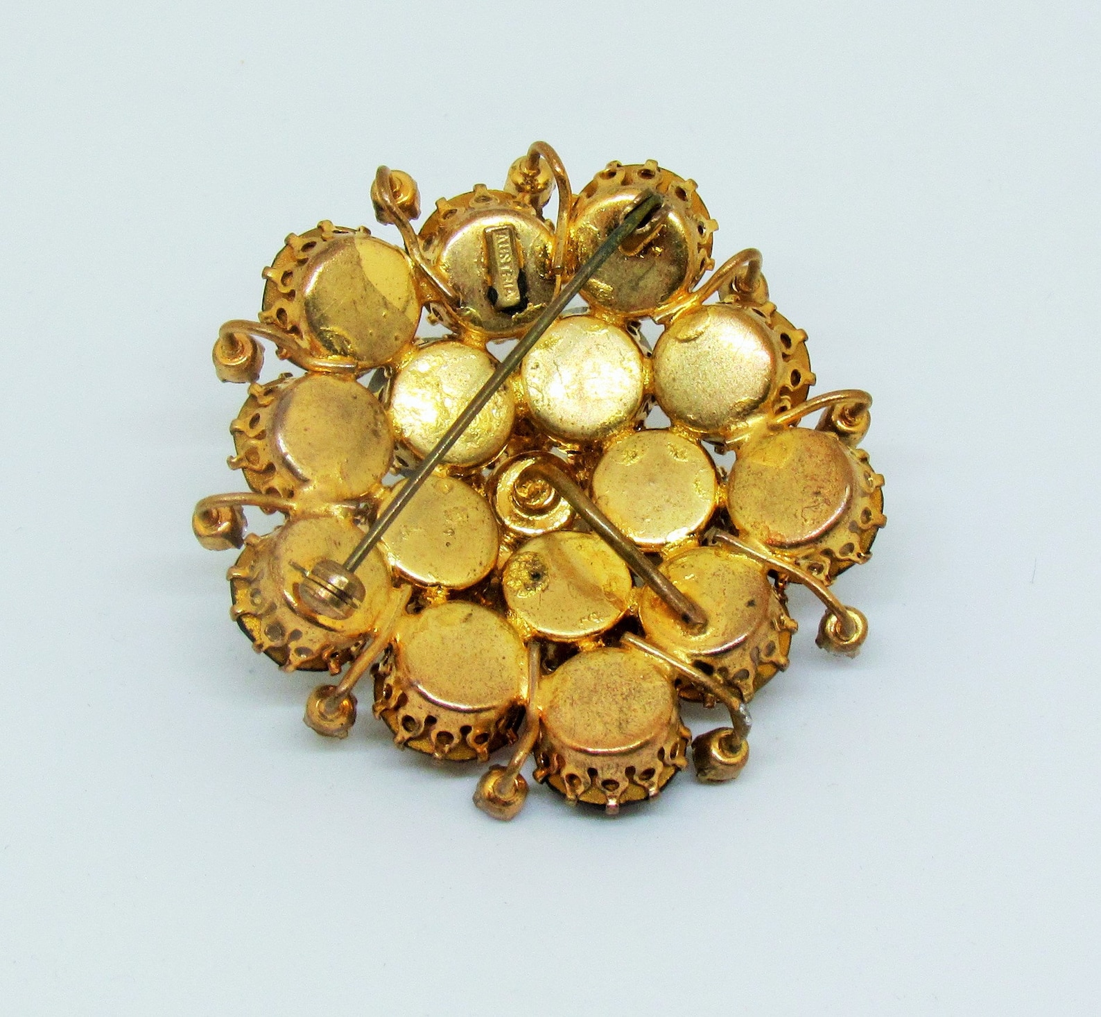 Vintage Brooch Made in Austria Large Round Brooch in Shades Etsy