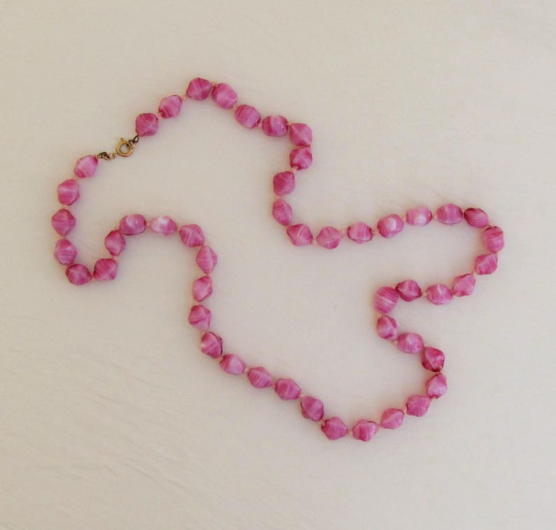 Vintage Pink Glass Bead Necklace and Earrings Long Necklace Etsy