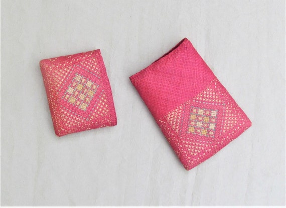 Lot of 2 vintage woven straw small pouches - image 7