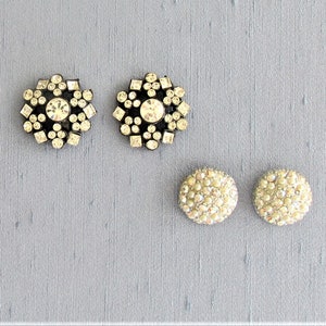2 pairs of vintage rhinestone buttons
