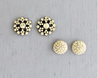 2 pairs of vintage rhinestone buttons