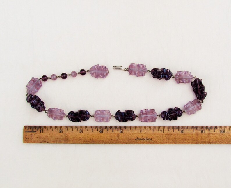 Vintage amethyst glass bead necklace with adjustable length Etsy