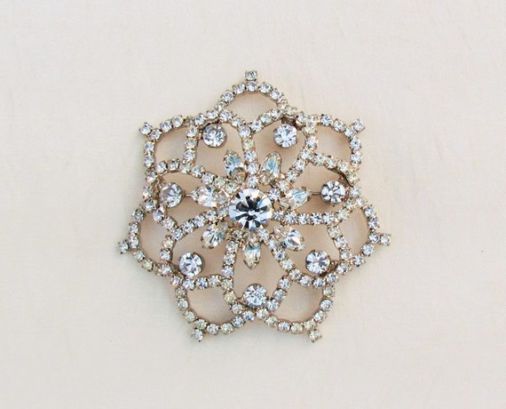 Vintage rhinestone brooch, extra large dome shape… - image 4