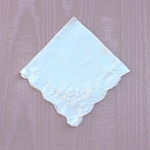 Vintage silk handkerchief with embroidered flowers