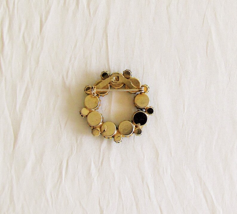 Vintage Circle Pins, Red Rhinestone Circle Pin and AB Blue Rhinestone ...