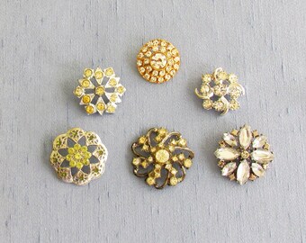 Lot of 6 vintage rhinestone buttons