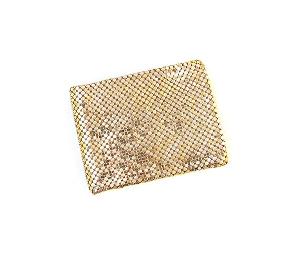 Vintage gold mesh wallet, 1950's evening wallet, … - image 1
