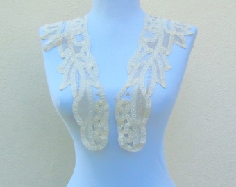 Antique delicate Battenberg lace collar for Victorian costme