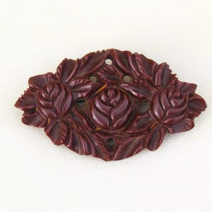 Carved bakelite large size brooch, brown bakelite roses pin