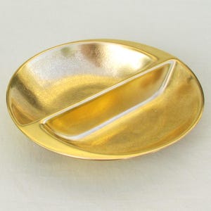 Vintage Pickard china 2-section dish with daisy and rose pattern