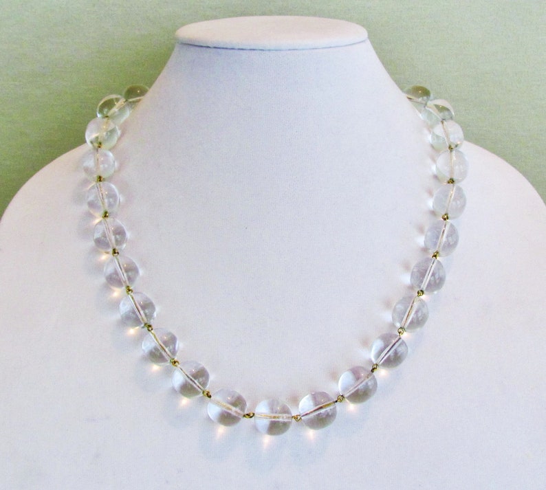 Vintage pools of light necklace, 23 long necklace of rock crystal beads image 1