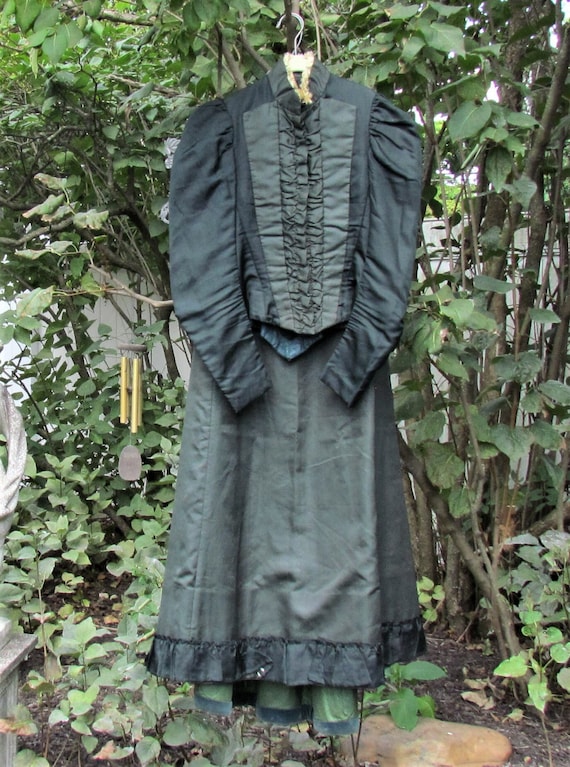 1890's 2 piece silk dress, Victorian bodice + skir