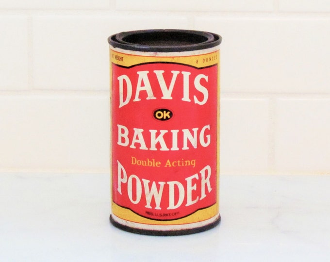 Vintage Baking Powder Tin Davis Baking Powder Tin 1940's Etsy