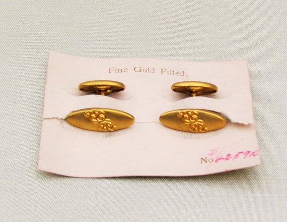 Antique gold filled women's cuff links, Edwardian… - image 1