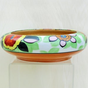 Vintage Art Deco bowl, colorful 1930's hand painted china bowl made in Japan image 3