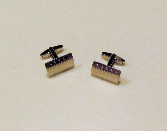 Vintage sterling cuff links, c.1960's men's silver cuff links made by Foster