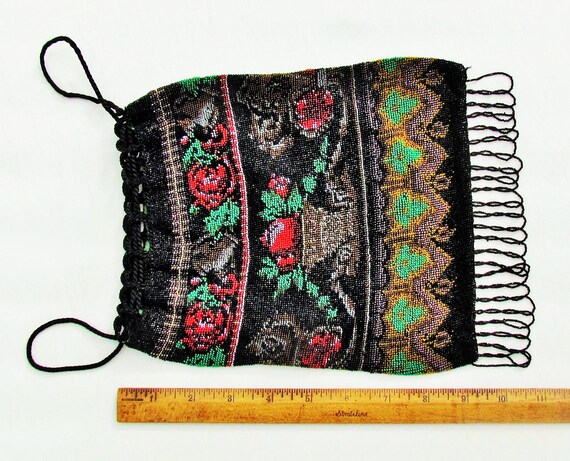 Antique beaded bag, early 1900's drawstring purse… - image 3