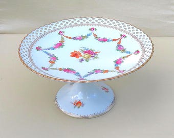 C.1930's Schumann Bavarian bolted, reticulated porcelain compote