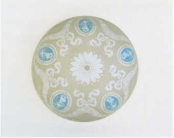 Vintage ceiling light shade with classical figures in beige and blue