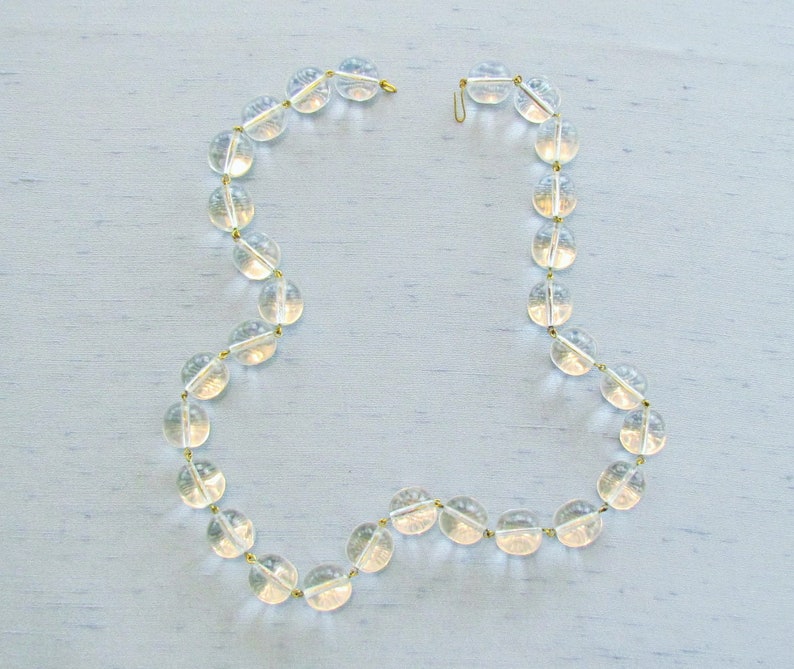 Vintage pools of light necklace, 23 long necklace of rock crystal beads image 2