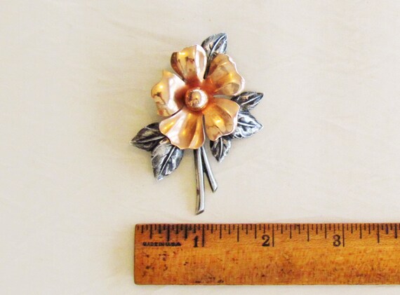 Vintage sterling and gold filled flower pin by Ta… - image 4