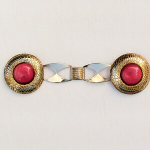 Vintage cummerbund in textured brass and celluloid cabochons, 1930&#39;s belt decoration, woman&#39;s cummerbund