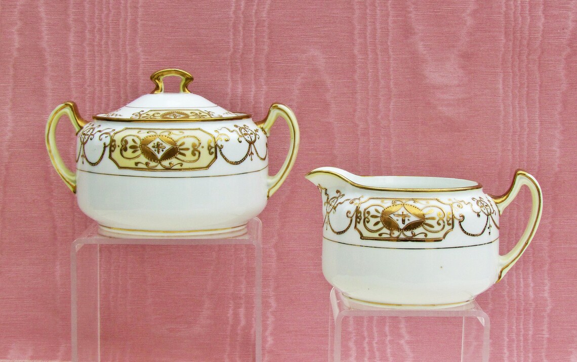 Nippon Creamer and Sugar Set With Heavy Gold Decoration on Etsy