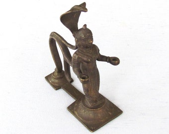 Bronze Hindu goddess with cobra incense burner for stick incense