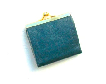 Vintage green leather coin purse made in Italy