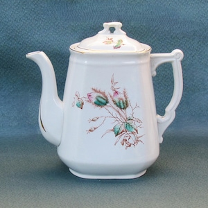 Antique Moss Rose ironstone coffee pot