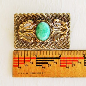 Antique brass sash pin with Peking glass cabochon image 2