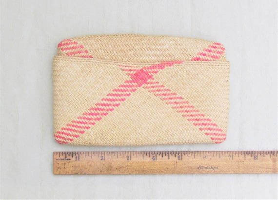 Lot of 2 vintage woven straw small pouches - image 2