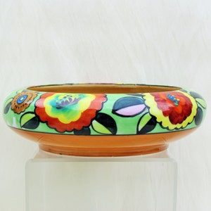 Vintage Art Deco bowl, colorful 1930's hand painted china bowl made in Japan image 1